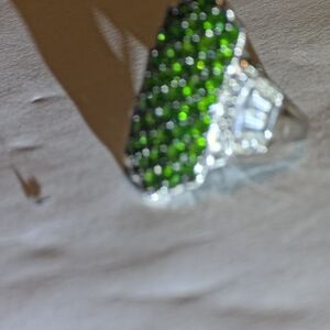 Green and Silver Statement Ring